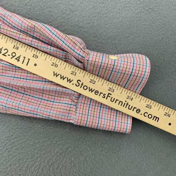 Peter Millar Button Down Shirt Mens Medium Cotton Tattersall Plaid Long Sleeve - Picture 11 of 16